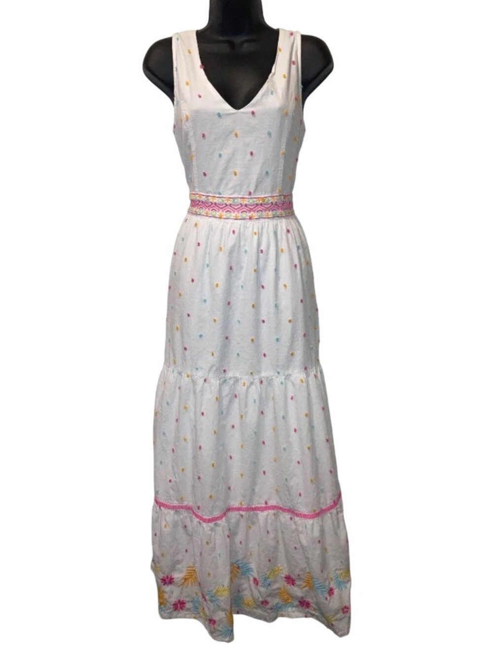 Crown & ivy White Sleeveless Maxi Dress with Colorful Embroidery - Size: 10 - Picture 13 of 13